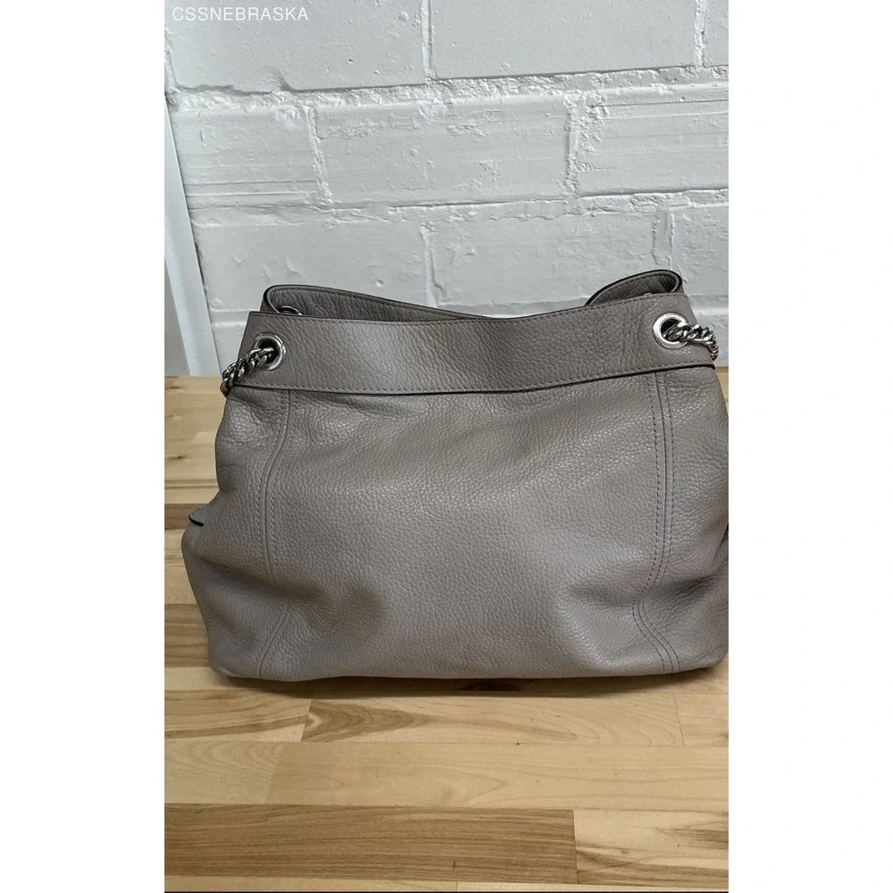 Michael Kors Gray Pebble Leather Jet Set Chain Strap Double Shoulder‎ Bag -M - Picture 5 of 10